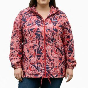 Columbia Geometric Camouflage Windbreaker Hooded Jacket XXL